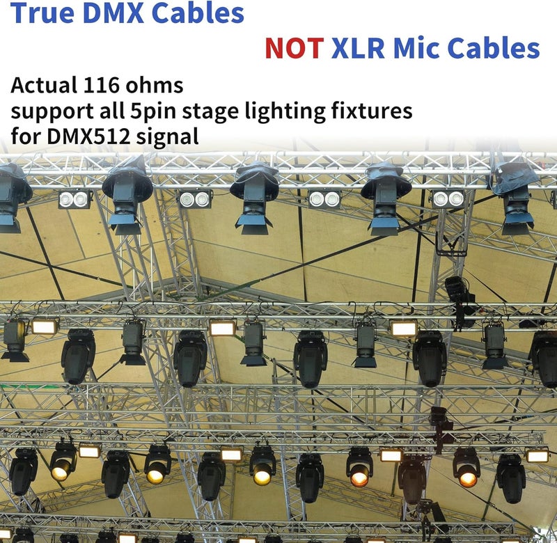 SMALL-EYE 5 Pin DMX Cable 10 ft 6 Pack – 4-Core Male to Female Stage Lighting DMX512 Cable (10') - Image 2